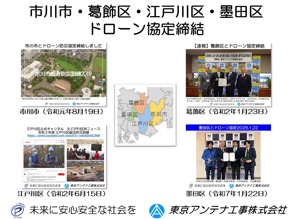 市川市と葛飾区と江戸川区とドローン協定締結